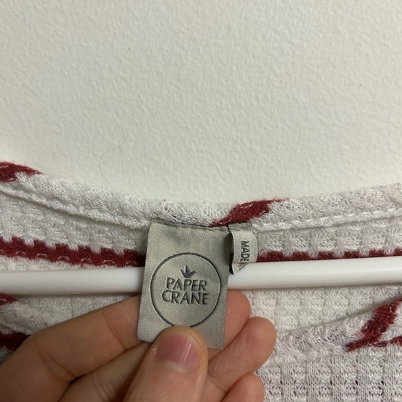 Paper Crane Anthropologie White Waffle Knit Long Sleeve Top - Picture 3 of 4